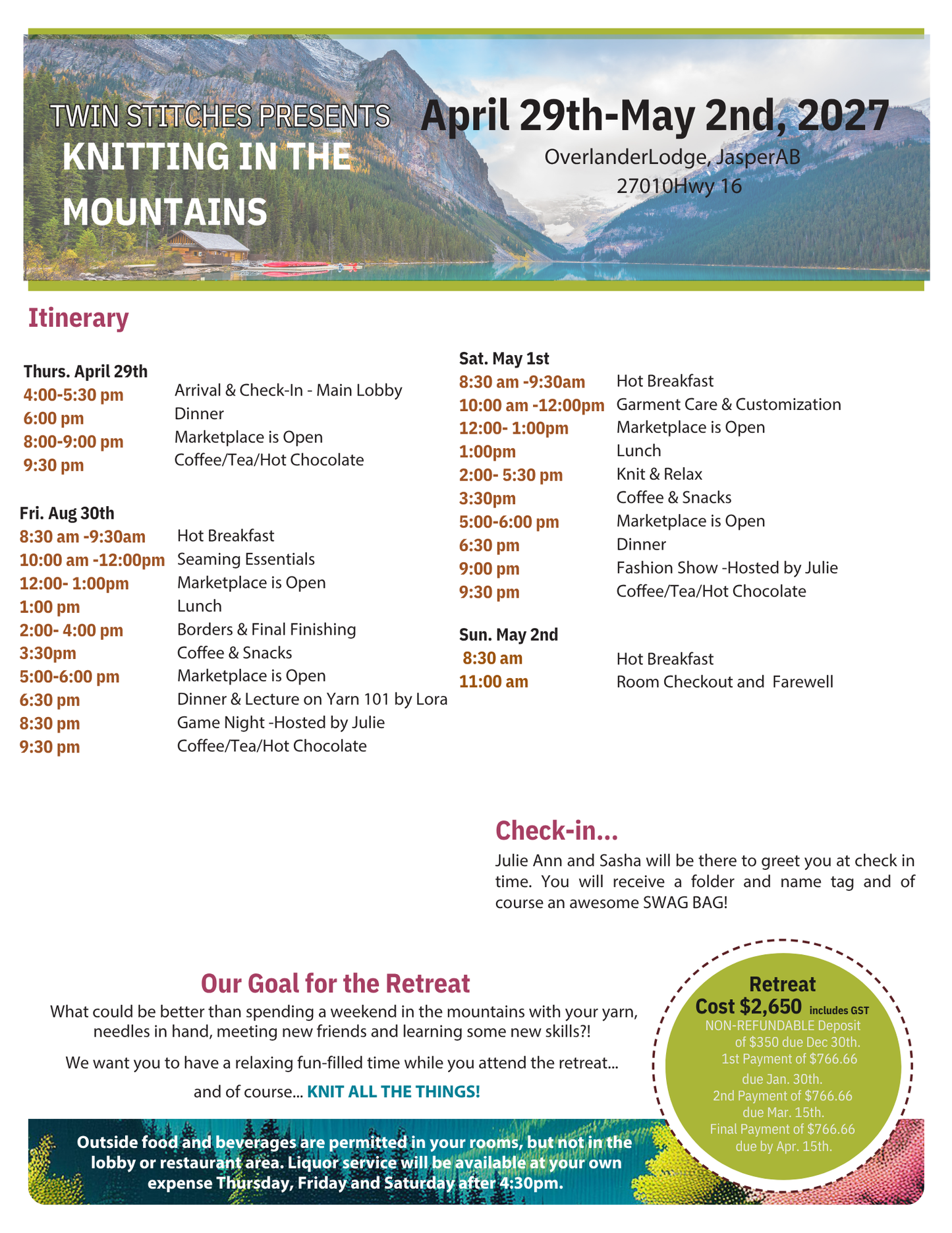 Knitting in the Mountains Retreat 2027